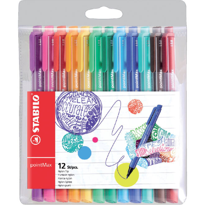 Viltstift STABILO pointMax 488/12 assorti etui à 12 stuks