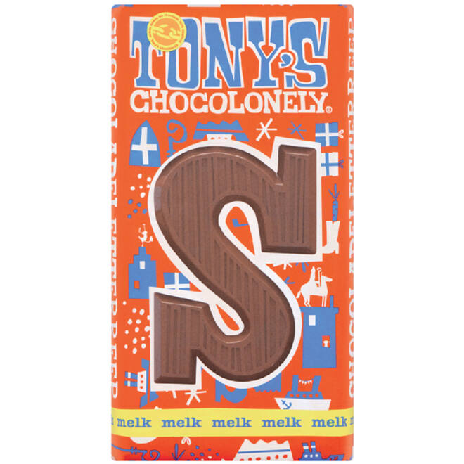 Chocoladeletter Tony's Chocolonely melk S 180gr