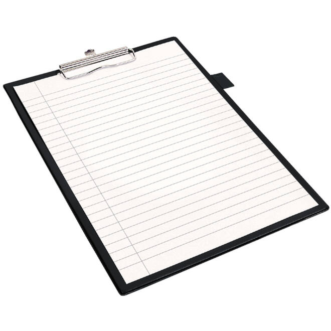 Klembord Quantore A4 staand PVC zwart met 100mm klem + penlus