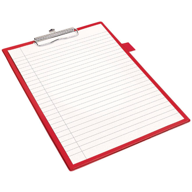 Klembord Quantore A4 staand PVC rood met 100mm klem + penlus