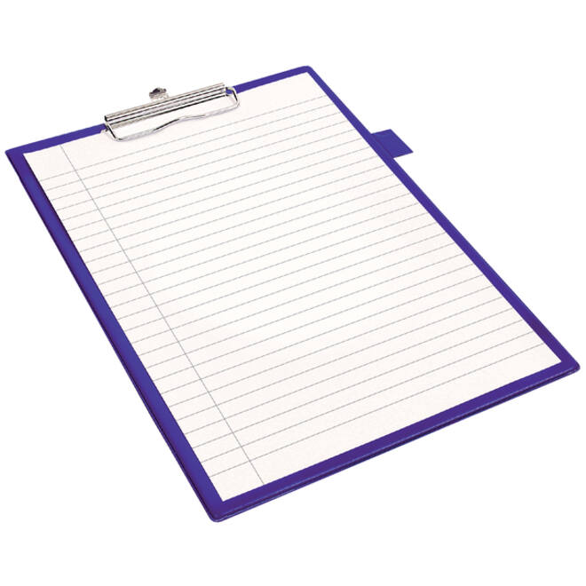 Klembord Quantore A4 staand PVC blauw met 100mm klem + penlus