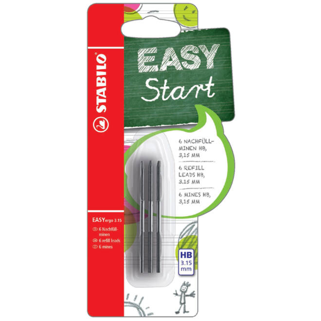 Potloodstift STABILO Easyergo refills HB 3.15mm blister à 6 stuks