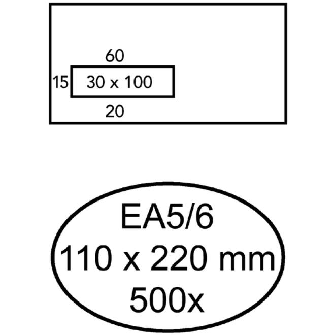 Envelop Hermes EA5/6 110x220mm venster 3x10links zelfkl 500