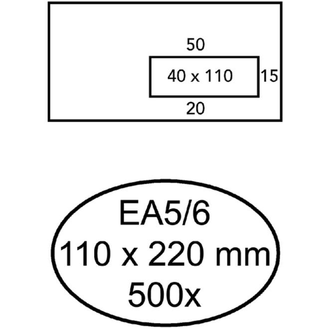 Envelop Hermes EA5/6 110x220mm venster 4x11rechts zelfkl 500