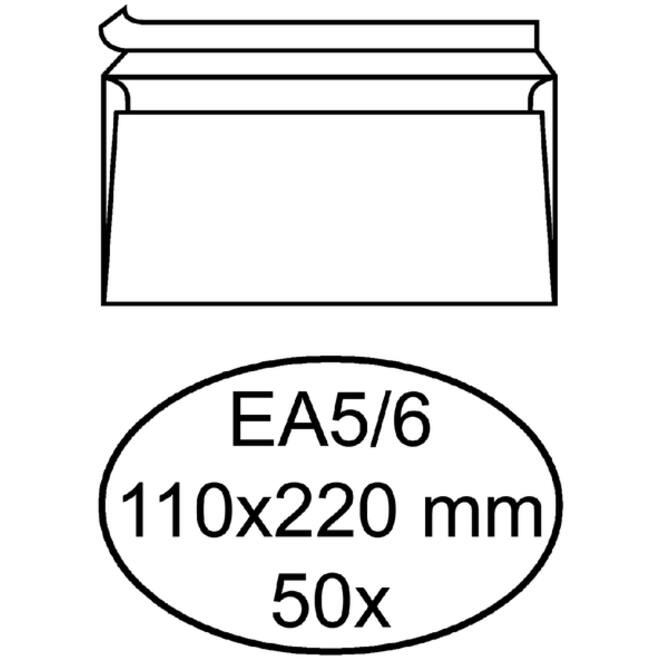 Envelop Hermes bank EA5/6 110x220mm zelfklevend wit pak à 50 stuks