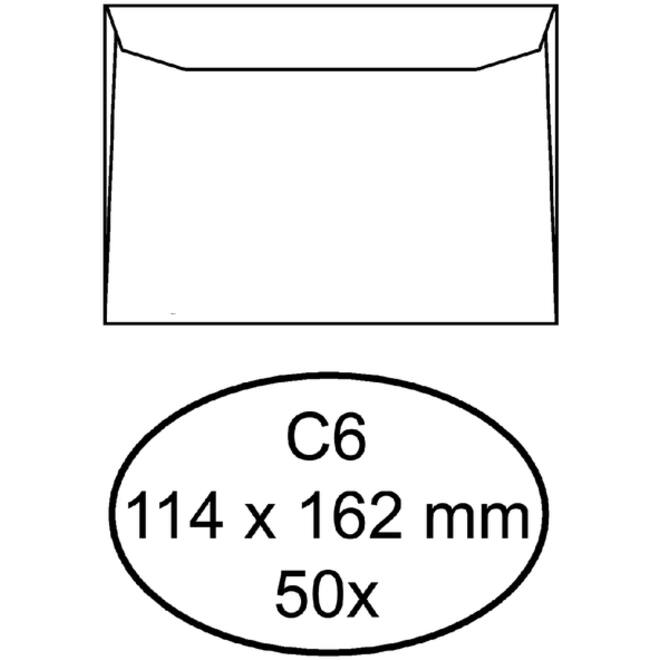 Envelop Hermes bank C6 114x162mm zelfklevend wit pak à 50 stuks
