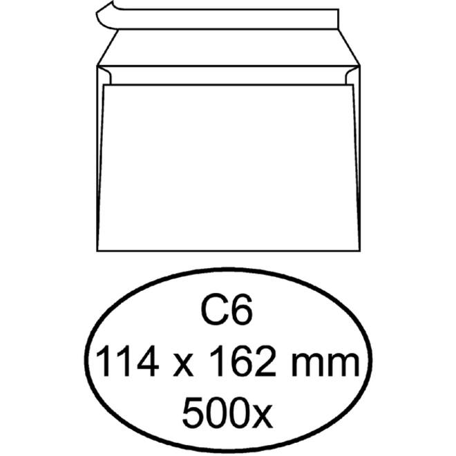 Envelop Quantore bank C6 114x162mm zelfklevend wit 500stuks