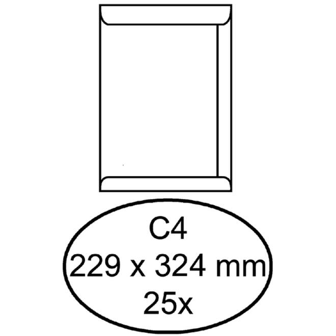 Envelop Hermes akte C4 229x324mm gegomd wit pak à 25 stuks