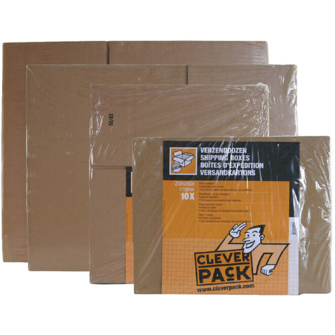 Verzenddoos CleverPack enkelgolf 200x200x110mm bruin pak à 30 stuks