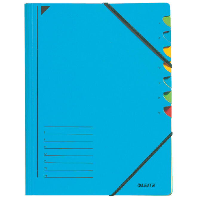 Sorteermap Leitz 7 tabbladen karton blauw