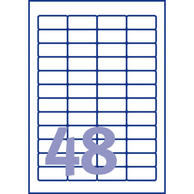 Etiket Avery L4736REV-25 45.7x21.2mm afneembaar wit 1200stuk
