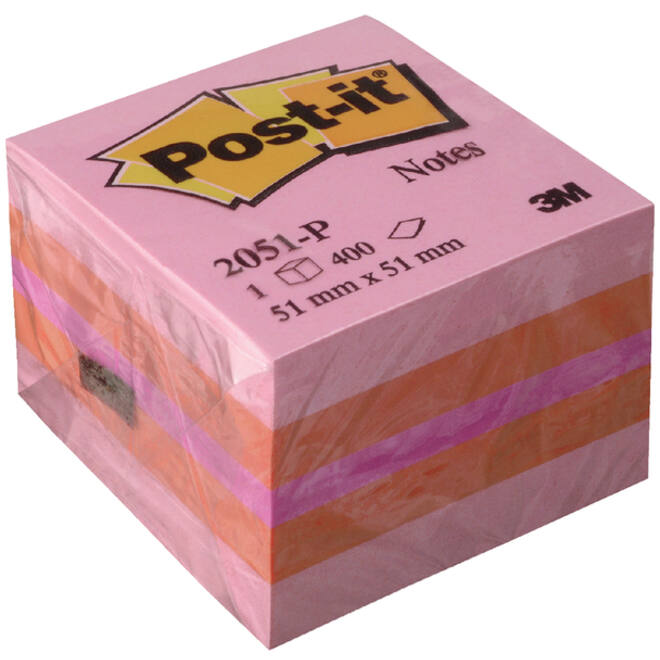 Memoblok Post-it 2051 51x51mm kubus roze