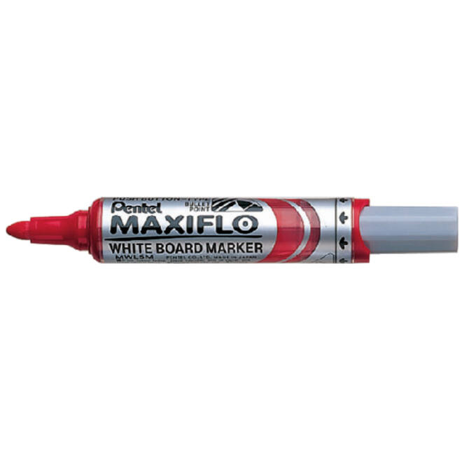 Viltstift Pentel MWL5M Maxiflo whiteboard rond 3mm rood