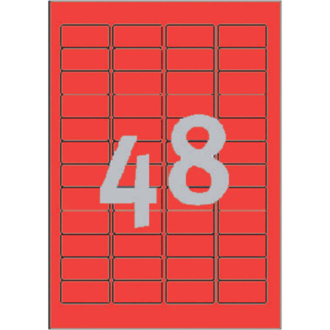 Etiket Avery Zweckform L6038-20 45.7x21.2mm rood 960stuks