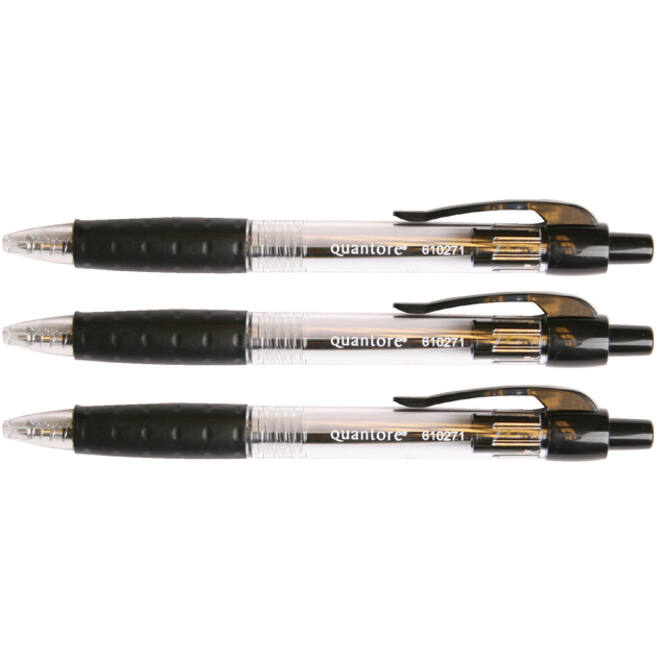 Balpen Quantore Grip drukknop zwart medium