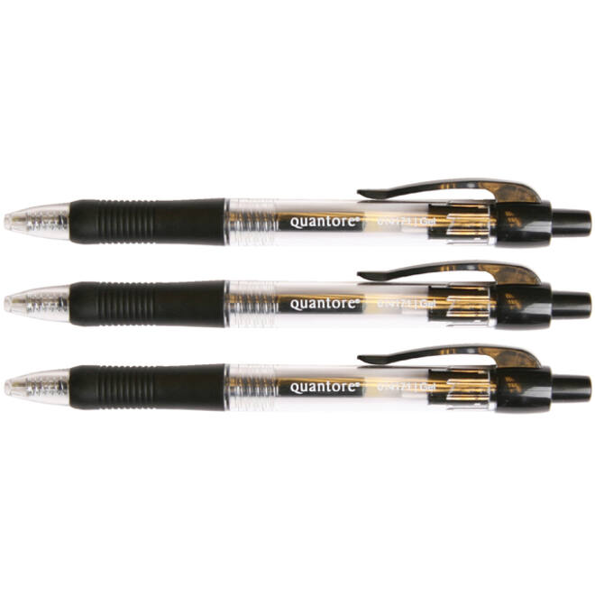 Gelschrijver Quantore gripdrukknop 0.7mm zwart