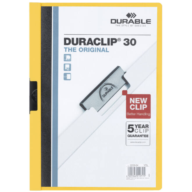 Klemmap Durable Duraclip A4 3mm 30 vellen geel