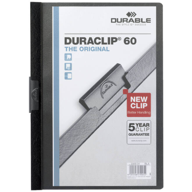 Klemmap Durable Duraclip A4 6mm 60 vellen zwart