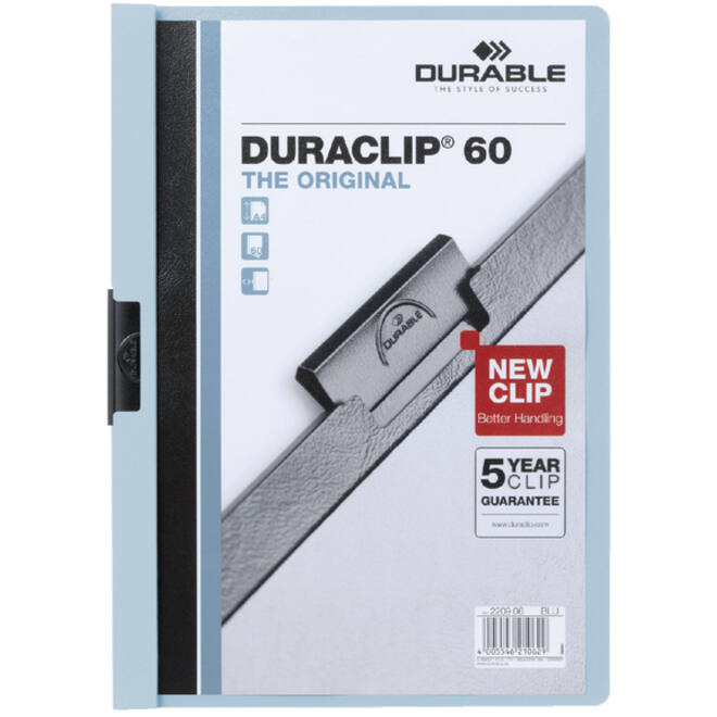 Klemmap Durable Duraclip A4 6mm 60 vellen blauw