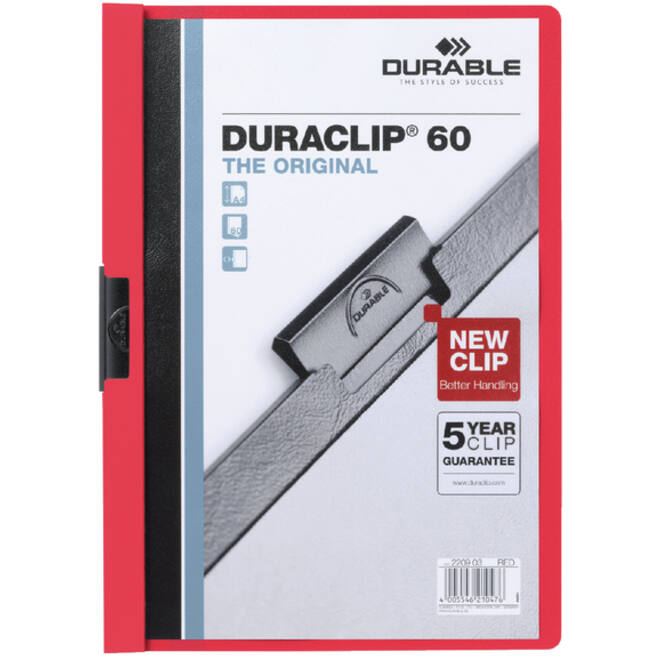 Klemmap Durable Duraclip A4 6mm 60 vellen rood