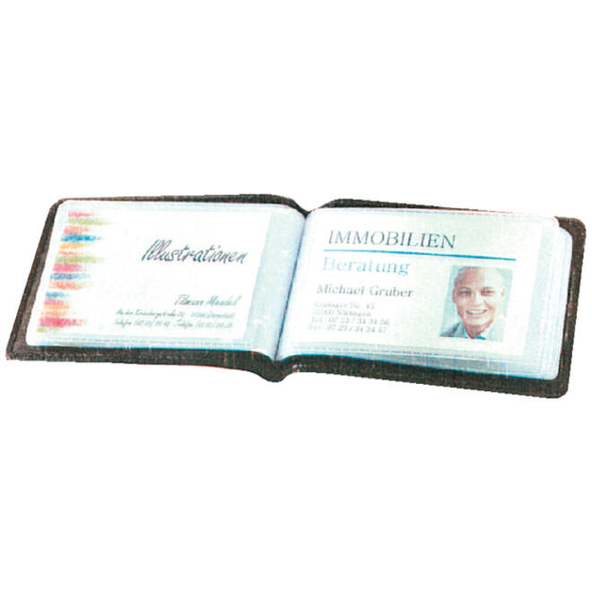 Visitekaartmap Sigel VZ201 Torino voor 40 kaarten 90x58mm leer zwart