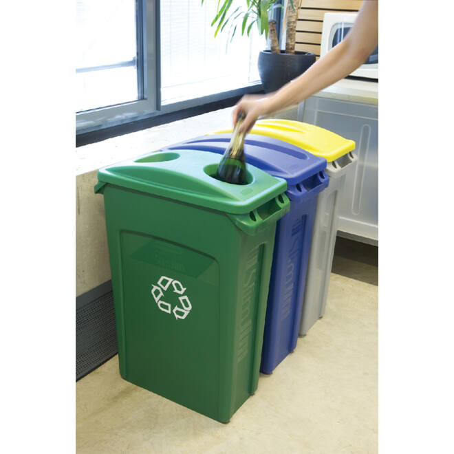 Afvalbak Rubbermaid Slim Jim Vented met luchtsleuven 87L grijs