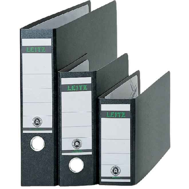 Ordner Leitz 1075 180° zonder sleuven en randbeschermers 77mm karton A5 recht zwart