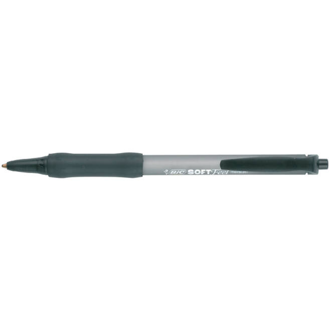 Balpen Bic soft feel grip clic medium zwart