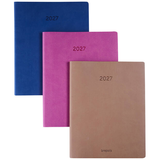 Agenda 2027 Brepols Timing Colora 7dagen/2pag taupe, roze, donkerblauw