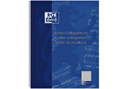 Collegeblok Oxford A4+ muziek 4-gaats 100 pagina's 80gr blauw
