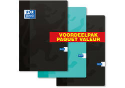 Schrift Oxford School A4 ruit 10x10mm 72 pagina's 80gr assorti pak à 3 stuks