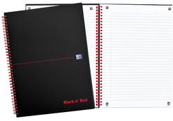 Spiraalblok Oxford Black n' Red A4 lijn 140 pagina's 80gr