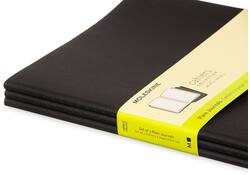 Schrift Moleskine 190x250mm blanco 240 pagina's 70gr zwart set à 3 stuks