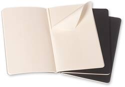 Schrift Moleskine 90x140mm blanco 240 pagina's 70gr zwart set à 3 stuks