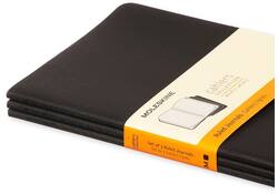 Schrift Moleskine 130x210mm lijn 160 pagina's 70gr zwart set à 3 stuks