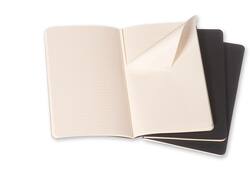 Schrift Moleskine 130x210mm lijn 160 pagina's 70gr zwart set à 3 stuks