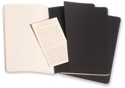 Schrift Moleskine 130x210mm lijn 160 pagina's 70gr zwart set à 3 stuks