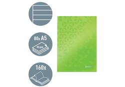 Notitieboek Leitz WOW A5 160blz 90gr lijn groen