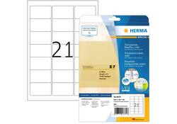Etiket HERMA 8670 A4 63.5x38.1mm folie transparant mat 525st