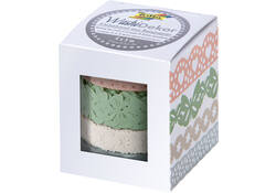 Washi tape Folia kant pastel 2x 15mmx5m 2x 10mmx5m 4 designs 4 kleuren