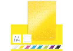 Notitieboek Leitz WOW A4 160blz 90gr lijn geel