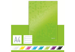 Notitieboek Leitz WOW A4 160blz 90gr lijn groen