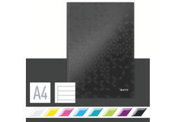 Notitieboek Leitz WOW A4 160blz 90gr lijn zwart