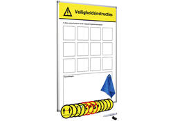 Veiligheidsbord Corona met wisselbare iconen Nederlandstalig 30x45cm