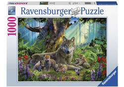 Puzzel Ravensburger Familie wolf in het bos 1000 stukjes