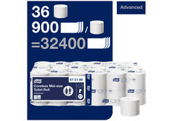Toiletpapier Tork T7 hulsloos advanced mid-size 2-laags 900vel wit 472199