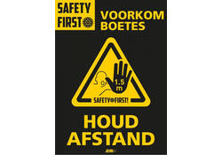 Deursticker A4 Djois "Houd afstand" 200 x 300 mm geel 2 stuks