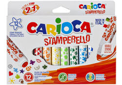 Viltstift Carioca stempelstift 2 in 1 assorti set à 12 stuks