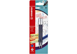Rollerpenvulling STABILO Palette fijn blauw blister à 2 stuks