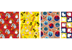 Inpakpapier sint 200x70cm set à 3 rollen + stickervel assorti